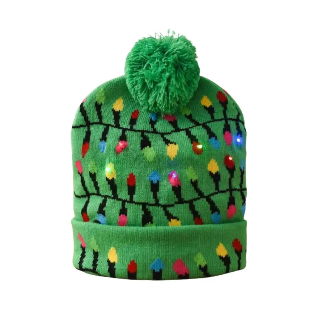 Light Up Xmas Beanie Cap Unisex Winter Beanie Sweater Hat with Colorful LEDs for Christmas New Year