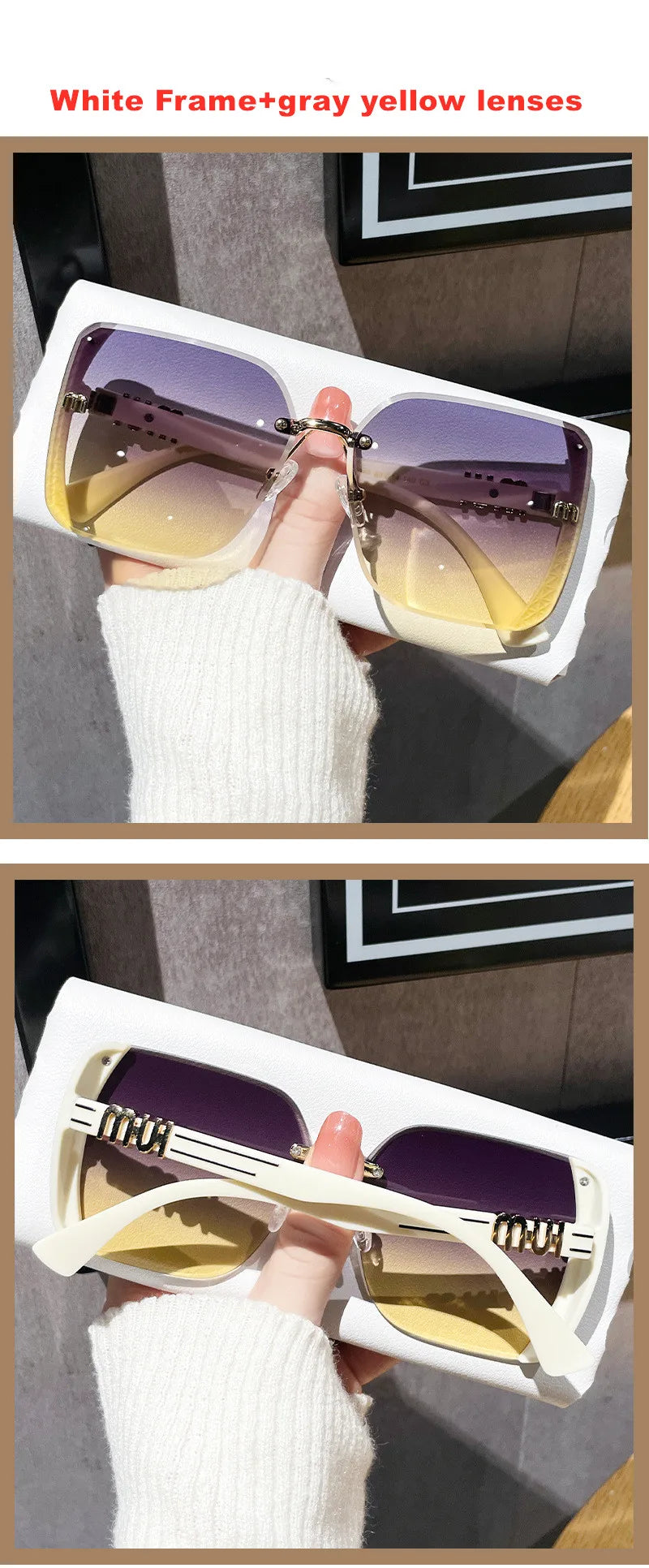 2024 new fashion trimmed sunglasses half frame high quality trend simple sunglasses for women with fine glitter(DS-1002)