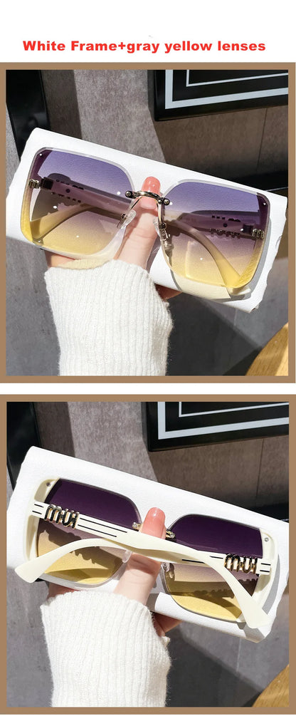 2024 new fashion trimmed sunglasses half frame high quality trend simple sunglasses for women with fine glitter(DS-1002)
