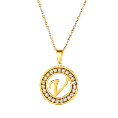 Fashion Stainless Steel Necklaces for Women Cubic Zircon Charm Initial Letter Pendant Name Jewelry Hot selling