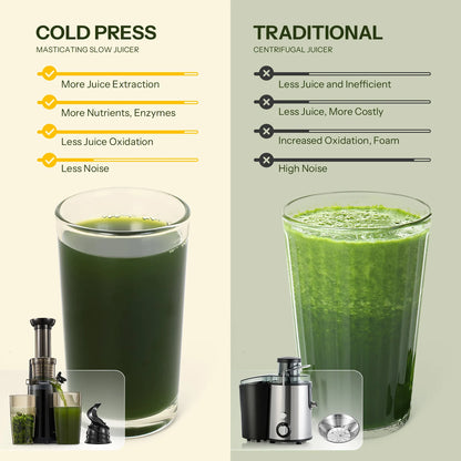 Masticating Juicer Machines, Reemix Cold Press juicer Machine Compact Size, Juice Extractor, Nutrient