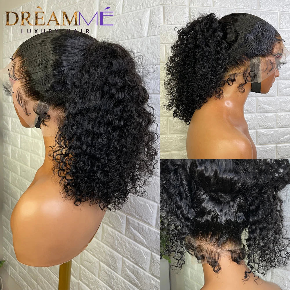 Deep Curly Full Lace  Wig Human Hair Brazilian Deep Wave Transparent 360 Lace Wigs for Women Pre-plucked 13x4 Lace  Front Wigs