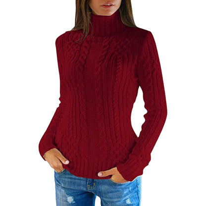 Women Knitted Sweaters Wool Turtleneck Long-Sleeve Pullover Winter Autumn Jumper Clothes Female Pullover