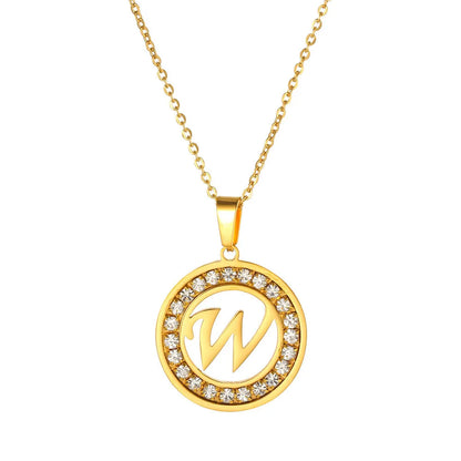 Fashion Stainless Steel Necklaces for Women Cubic Zircon Charm Initial Letter Pendant Name Jewelry Hot selling