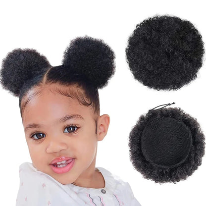 4Inch Afro Puff Drawstring Ponytail  Kinky Curly Hair Donut Chignon