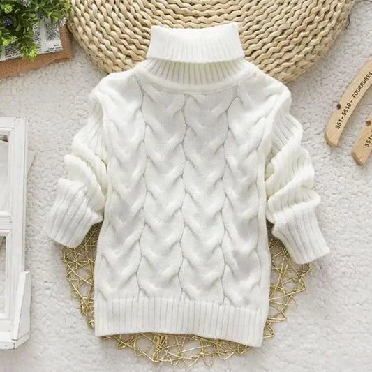 New Kids Children Solid Pullover Warm Sweater Autumn Winter Toddler Boys Girls Turtleneck Knitted Sweater Tops Clothing for 2-6T