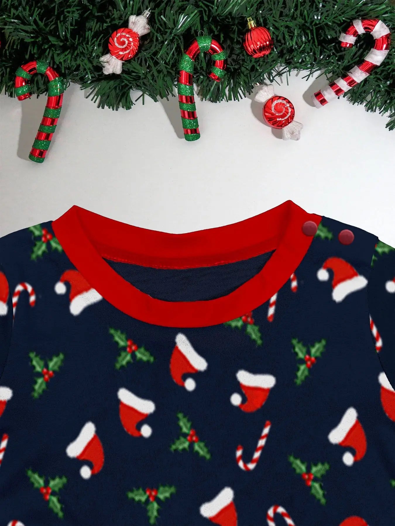 Christmas Family Matching Outfits Mother Father Kids Pajamas Set Santa Hat Print