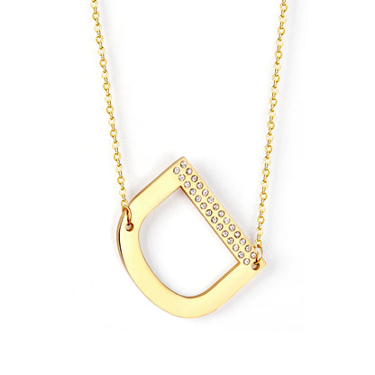 LUXUSSTEL CZ Letter M Pendant Necklace Trendy Style Gold Color High Quality Stainless Steel 26 Initial Collars  Chains
