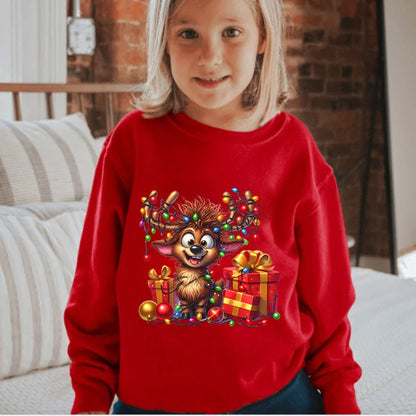 Christmas Elk Deer Print Children Sweatshirt Autumn Long Sleeve