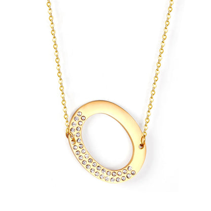 LUXUSSTEL CZ Letter M Pendant Necklace Trendy Style Gold Color High Quality Stainless Steel 26 Initial Collars  Chains