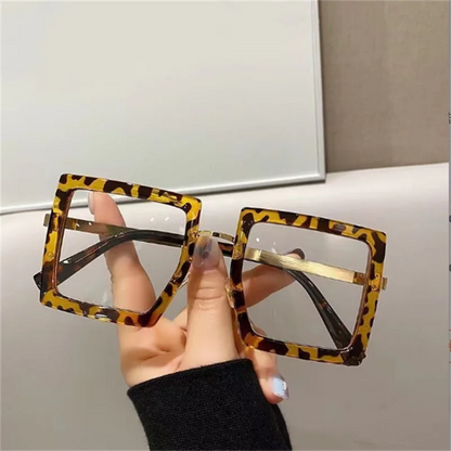 KLASSNUM Large Frame Women Anti-blue Light Glasses Thick Frame Transparent Shades Oversize Computer Eyepiece 2025 New In
