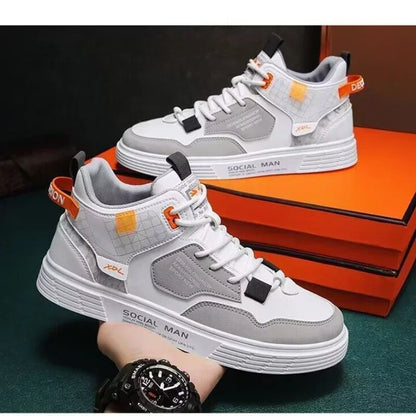 white shoes men's trendy and versatile thick soled sports board shoes trendy shoes