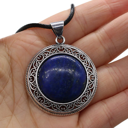 New Hot Vintage Necklace Natural Stone Quartz Pink Quartz Retro Pendant Choker Abalone Shell Charms Necklaces for Women