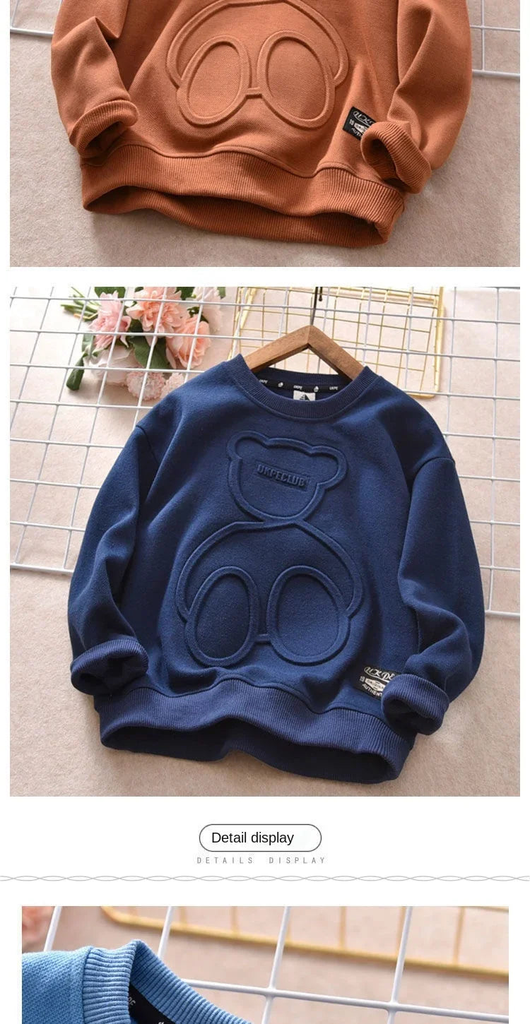 Print Bear Sweatshirt Boys Clothes Teenagers Long Sleeve   Cotton Tops Anime Hoodie