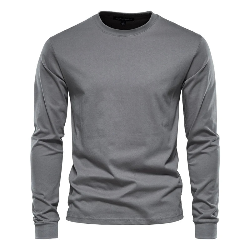 Long Sleeve T-shirt Fashion Cotton Men's T Shirts Casual O-neck Unisex Tops Fitness Run Sports Pullover