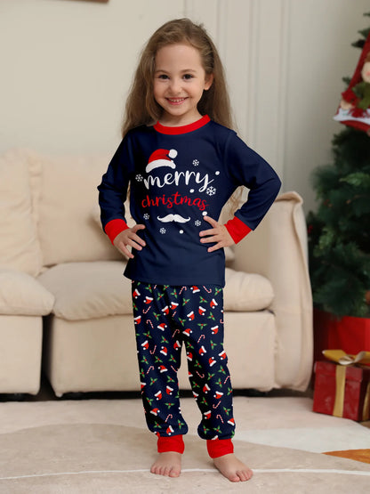 Christmas Family Matching Outfits Mother Father Kids Pajamas Set Santa Hat Print