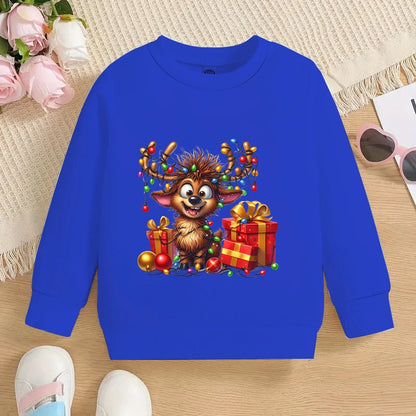 Christmas Elk Deer Print Children Sweatshirt Autumn Long Sleeve