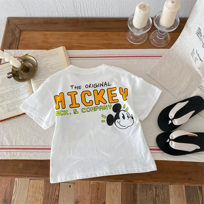 Mickey Kids Clothing Tees Summer Printed Cartoon Fashion Short Sleeve Boys T-shirt Popular Design Children's T Shirts Crewneck