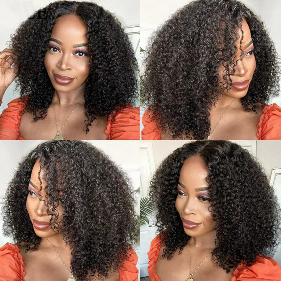 Mongolian Afro Kinky Curly Hair Wigs Human Hair 13x6 Lace Frontal Wigs Curly 4B 4C Kinky Curly Human Hair Wig Natural Hairline