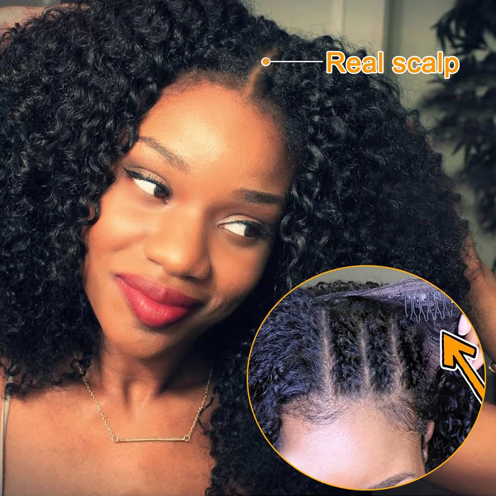 Brazilian Deep Curly Wave U Part Human Hair Wig for Women 180% Density