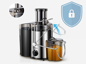 Qcen Juicer Machine, 500W Centrifugal Juicer Extractor with Wide Mouth 3” Feed Chute for Fruit Vegetable, Easy to Clean