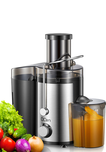 Qcen Juicer Machine, 500W Centrifugal Juicer Extractor with Wide Mouth 3” Feed Chute for Fruit Vegetable, Easy to Clean